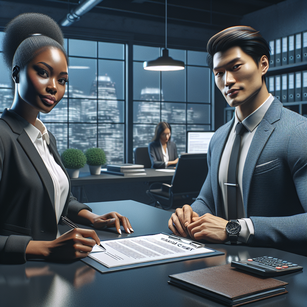 Secured business line of credit in a realistic office scenario.