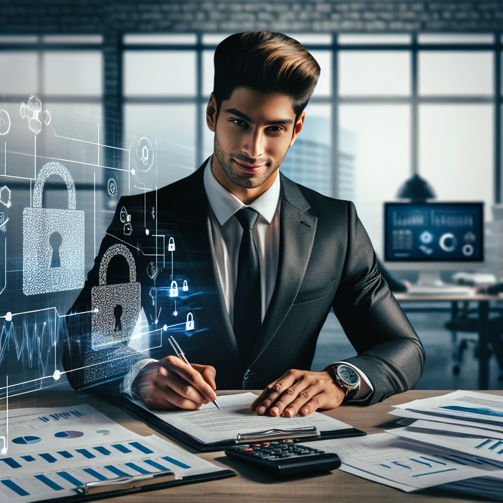 A realistic image of a secured business line of credit scenario in a professional office setting.