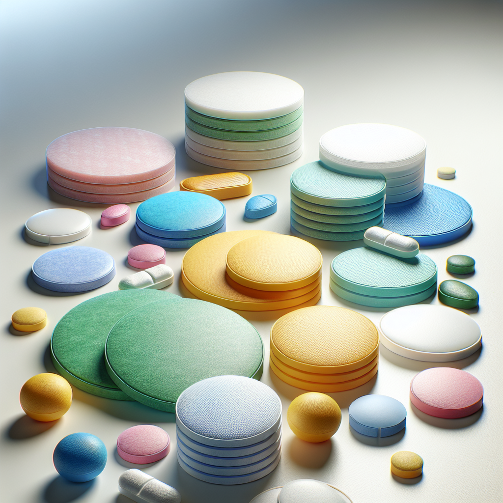 Various vitamin patches displayed on a clean surface.