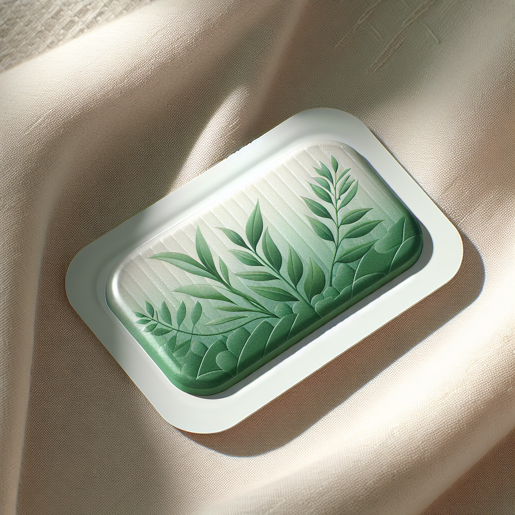 A hangover prevention patch displayed on a soft fabric background.