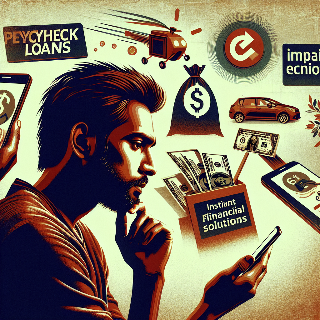 Illustration of a person contemplating various fast cash solutions amidst financial pressure, conveyed through surrounding symbols of different emergency financial mechanisms without text.