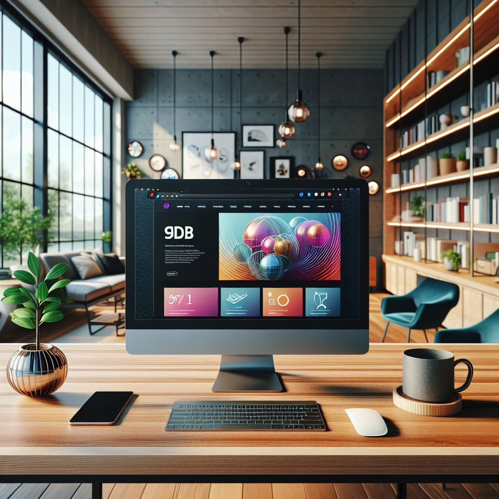 A modern digital workspace with an ultrawide monitor, laptop, and smartphone on a minimalist wooden desk, surrounded by stylish decor and natural light.