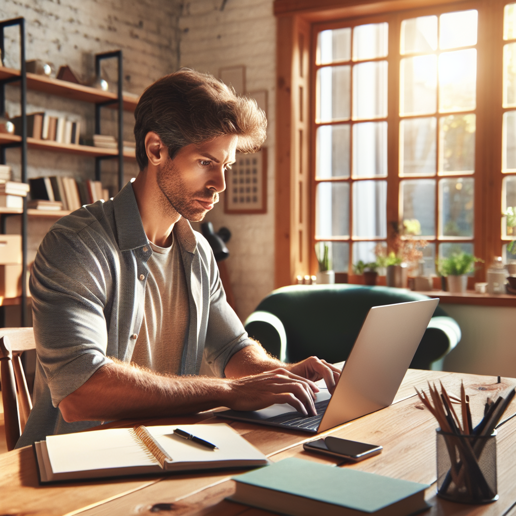 A person focusing on a laptop in a cozy home setting, symbolizing earning money online by doing assignments.