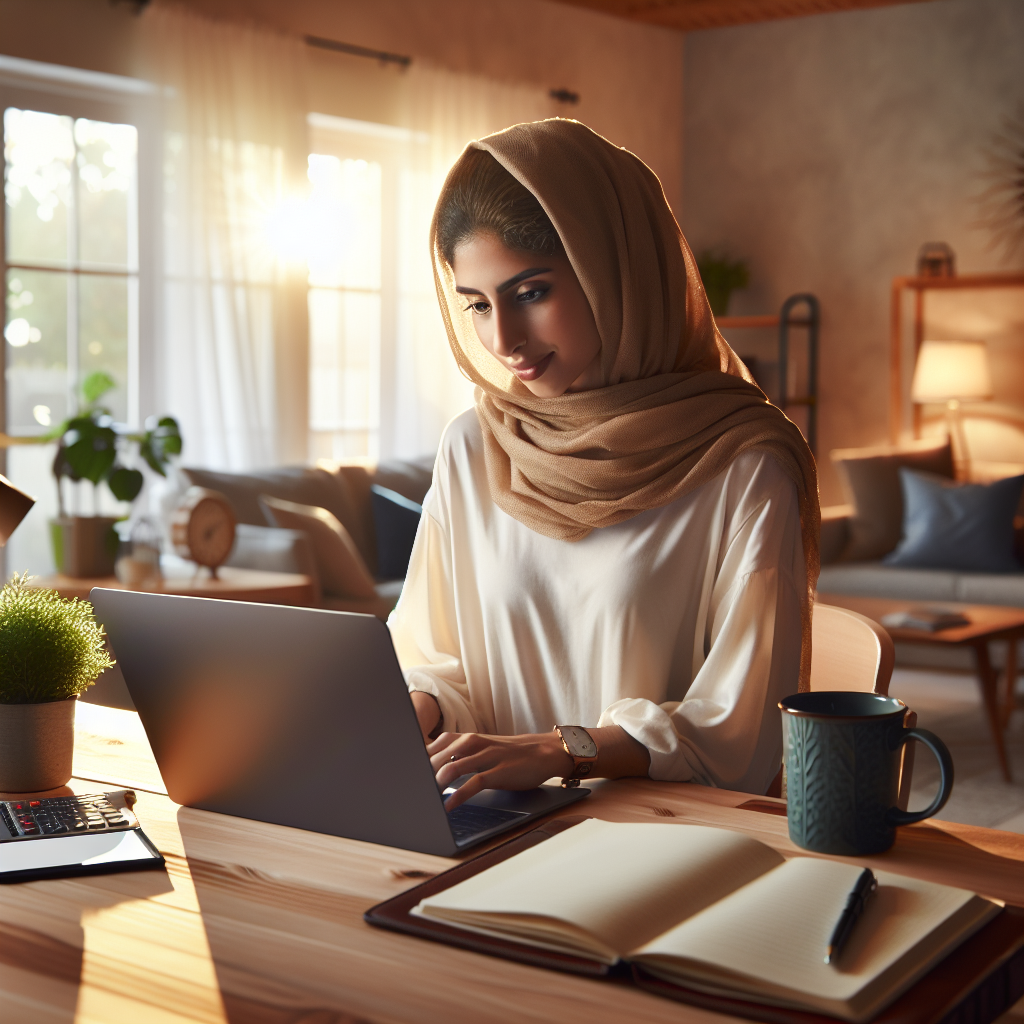 A person working at a laptop in a home office, symbolizing earning money online.