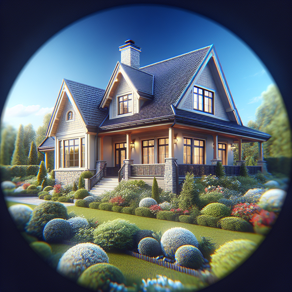 A realistic image of a well-maintained house with a clean roof and landscaped garden.