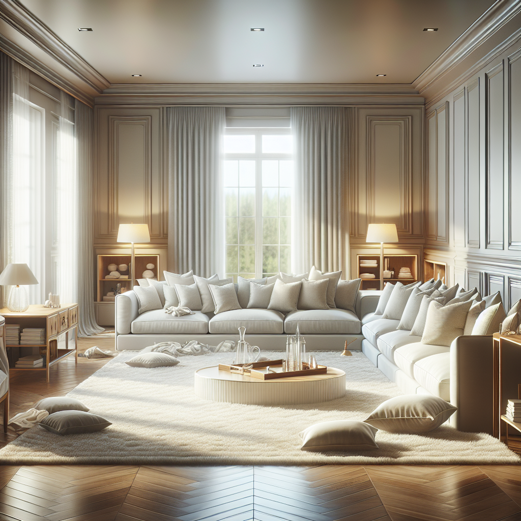 A cozy, clean, and organized living room after deep cleaning.