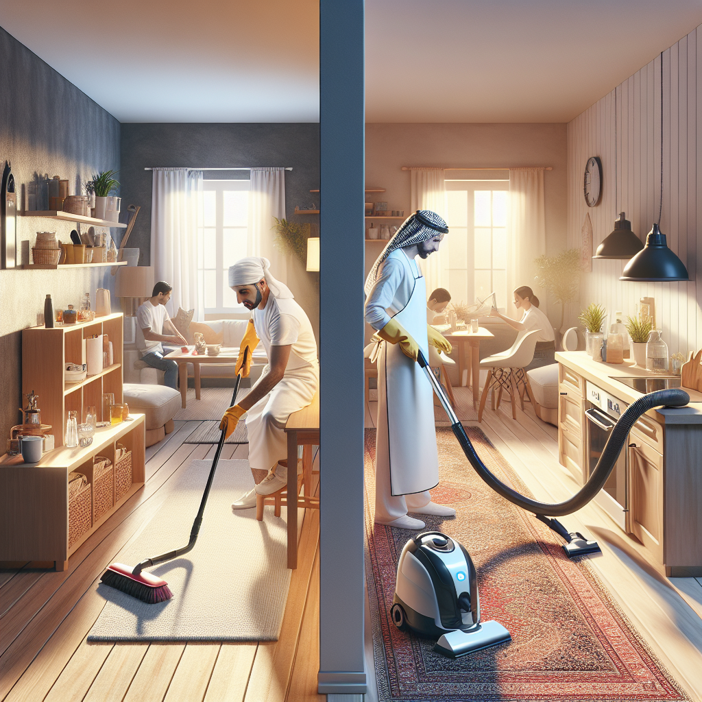 Image showing the difference between basic and deep cleaning activities in a home.