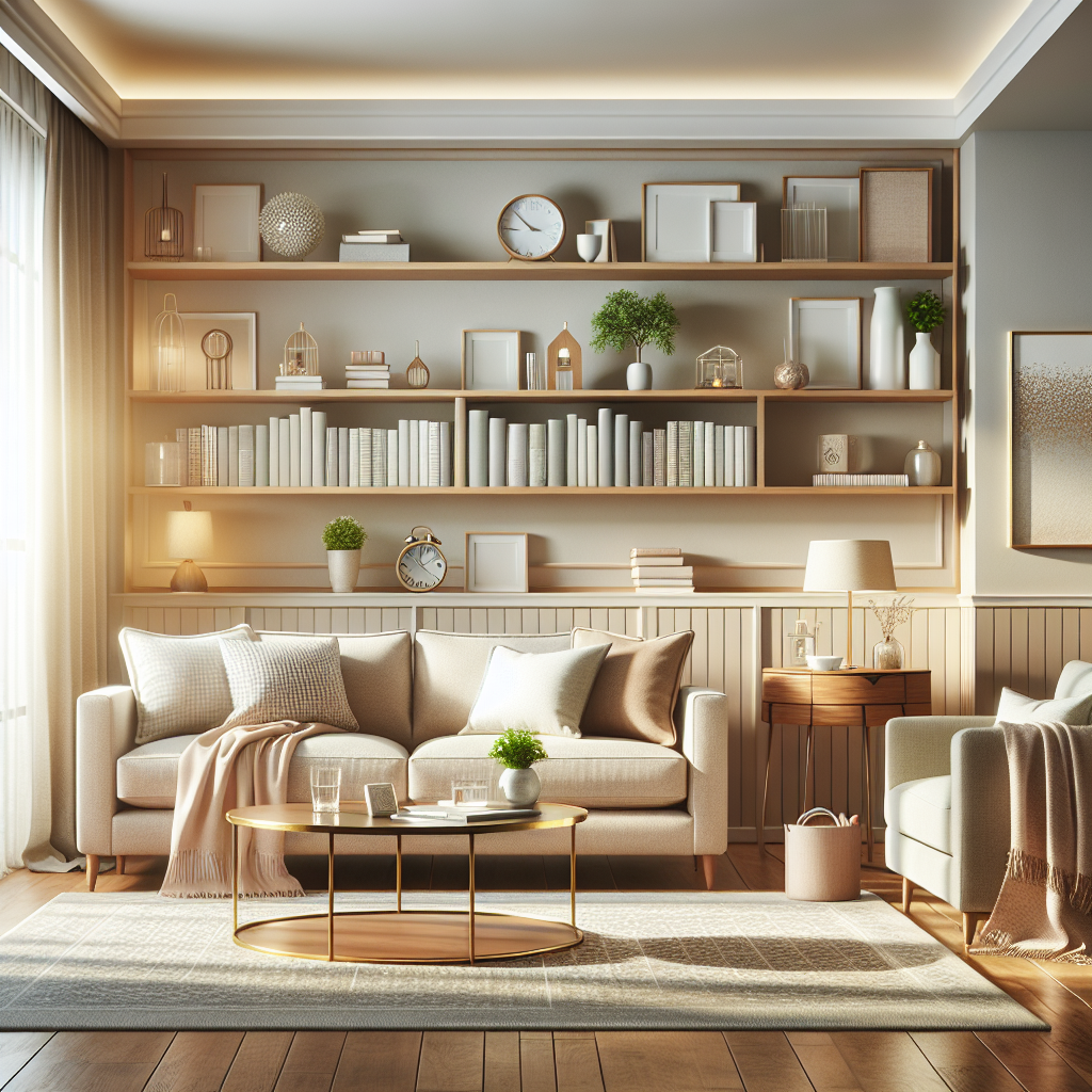 A clean and organized living room showcasing effective house cleaning techniques.