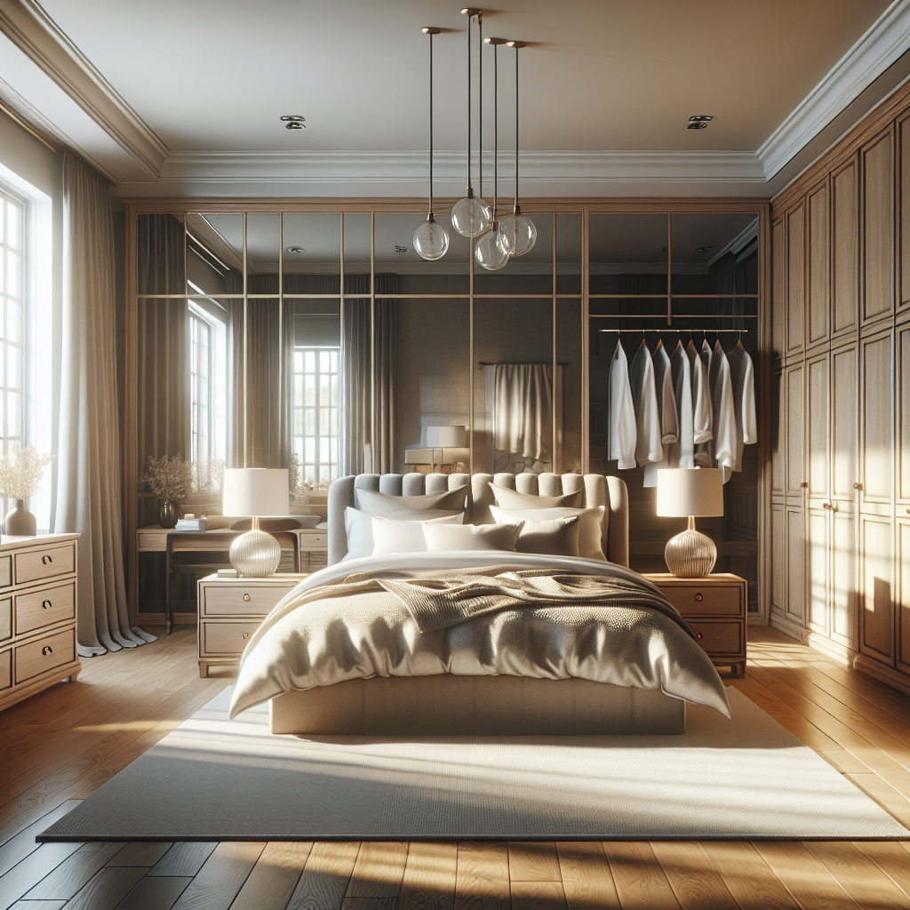 A well-organized, cozy master bedroom with natural light and clean surfaces.