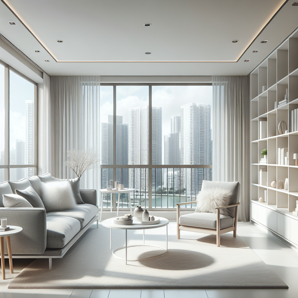 Clean, modern living room in a Singapore apartment, showcasing the benefits of professional house cleaning services.