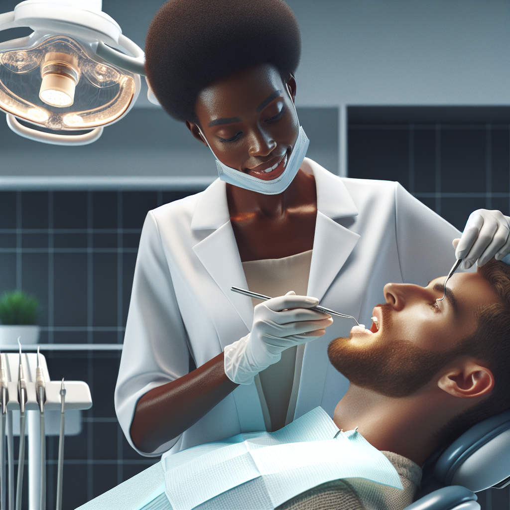 Dentist performing a deep cleaning procedure on a patient in a modern dental clinic.