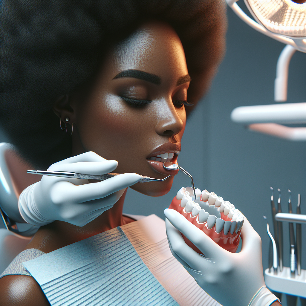 Dentist performing deep cleaning on a set of teeth with dental tools.