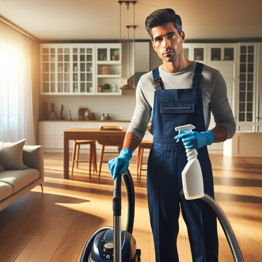 Professional house cleaner in Edmonton cleaning a bright, modern home.