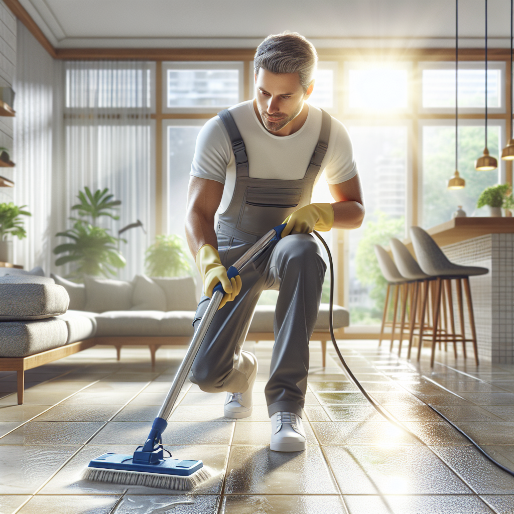 A professional deep cleaning service in a spotless living room.