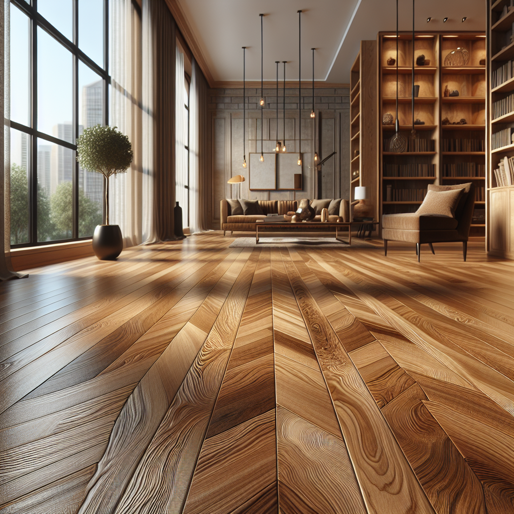 A well-lit room showcasing a detailed view of unsealed hardwood flooring with rich, natural wood grain patterns.