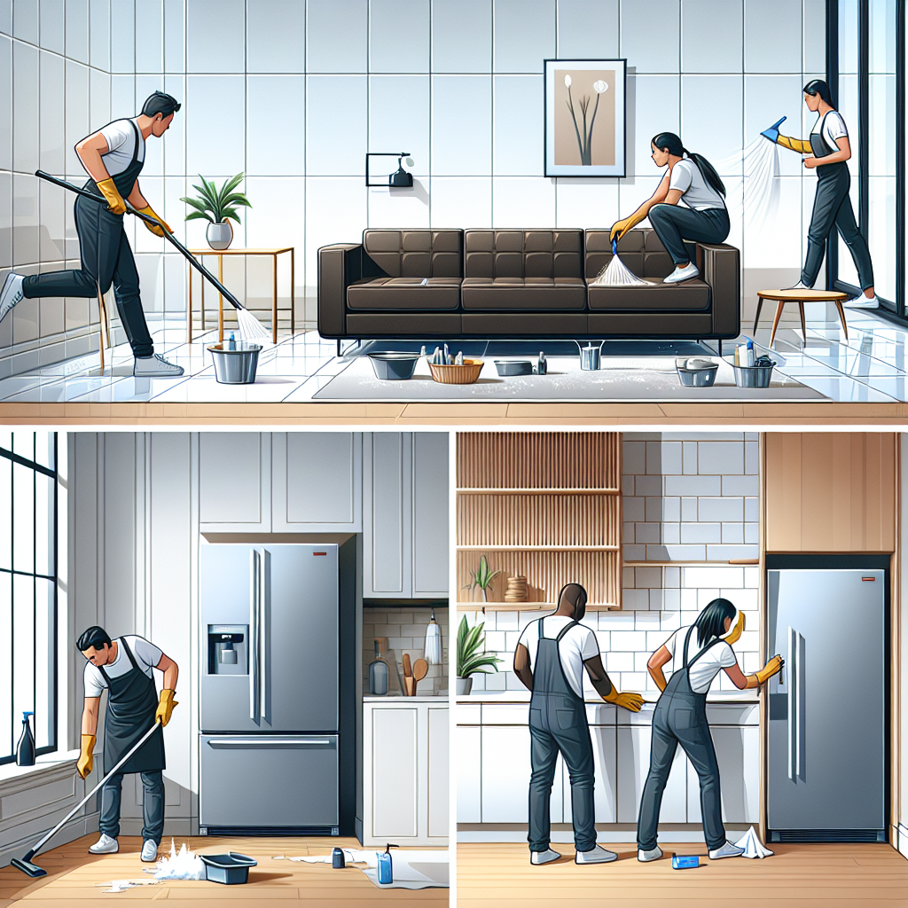 Realistic scene of deep cleaning in a modern living space.