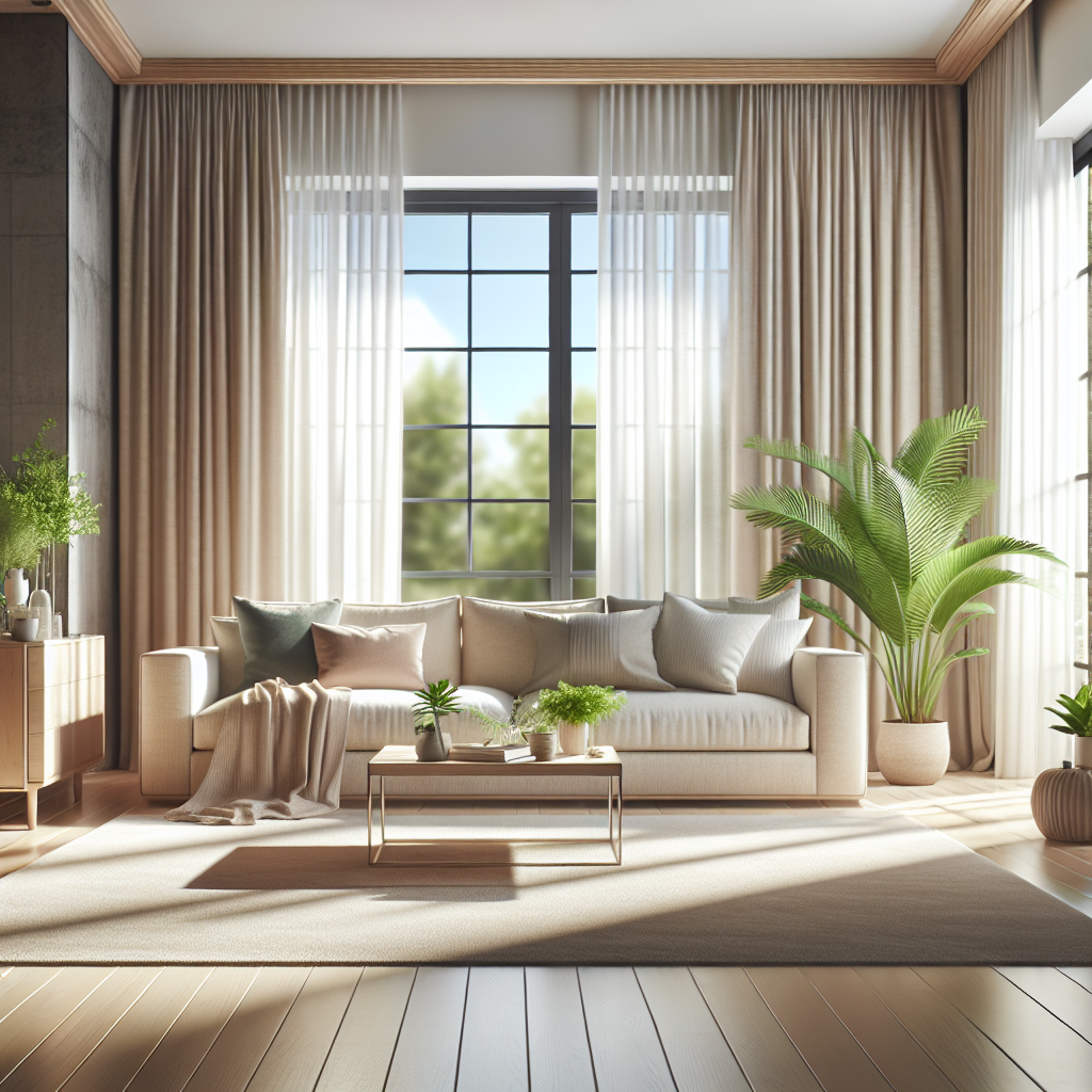 A clean, cozy living room interior in Oklahoma City with modern furniture and streaming sunlight, depicting professional cleaning.