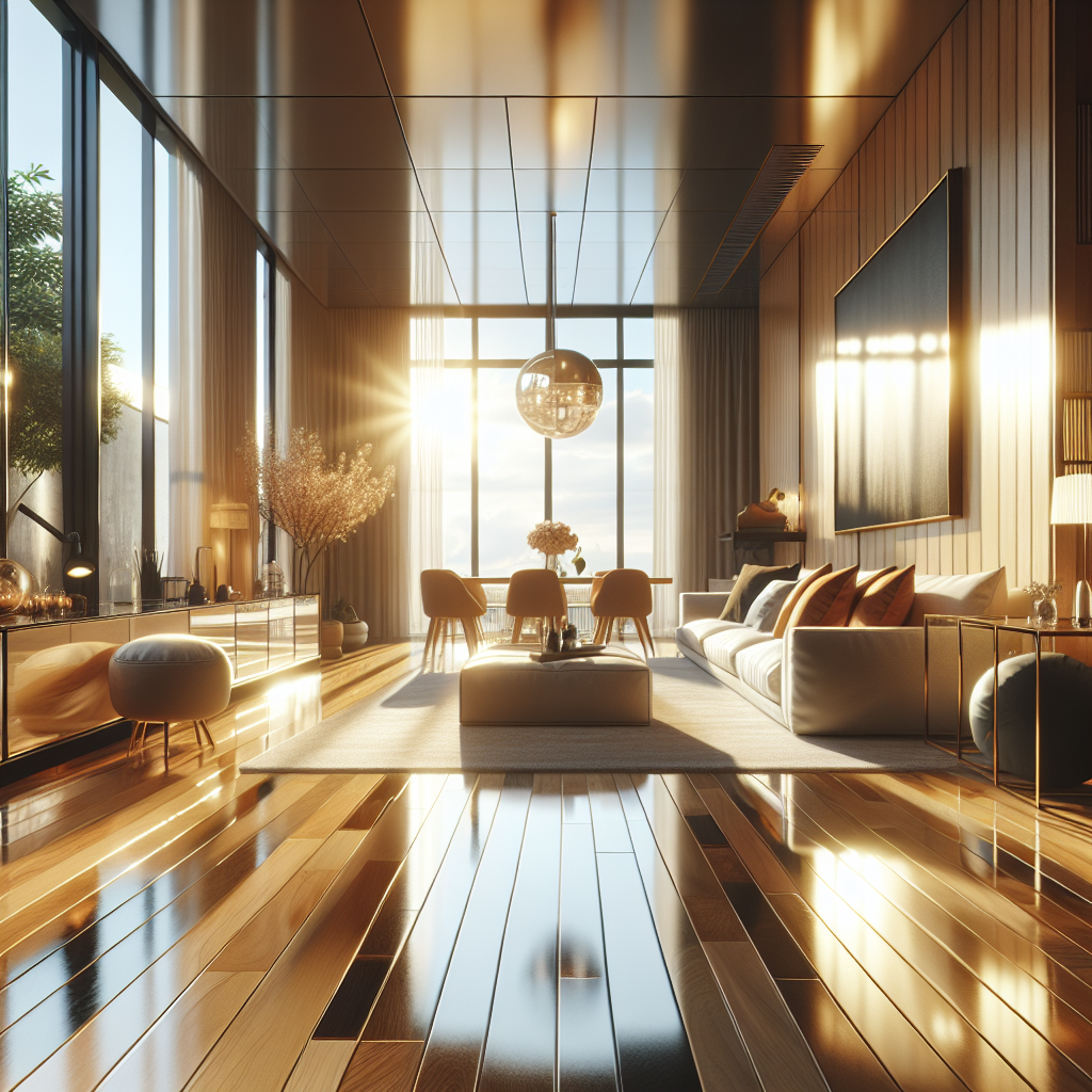 A beautifully clean and organized modern living room, symbolizing residential cleaning services.