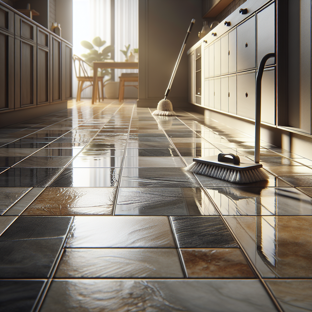 Pristine tile floor in a modern residential environment, highlighting cleanliness and elegant design.