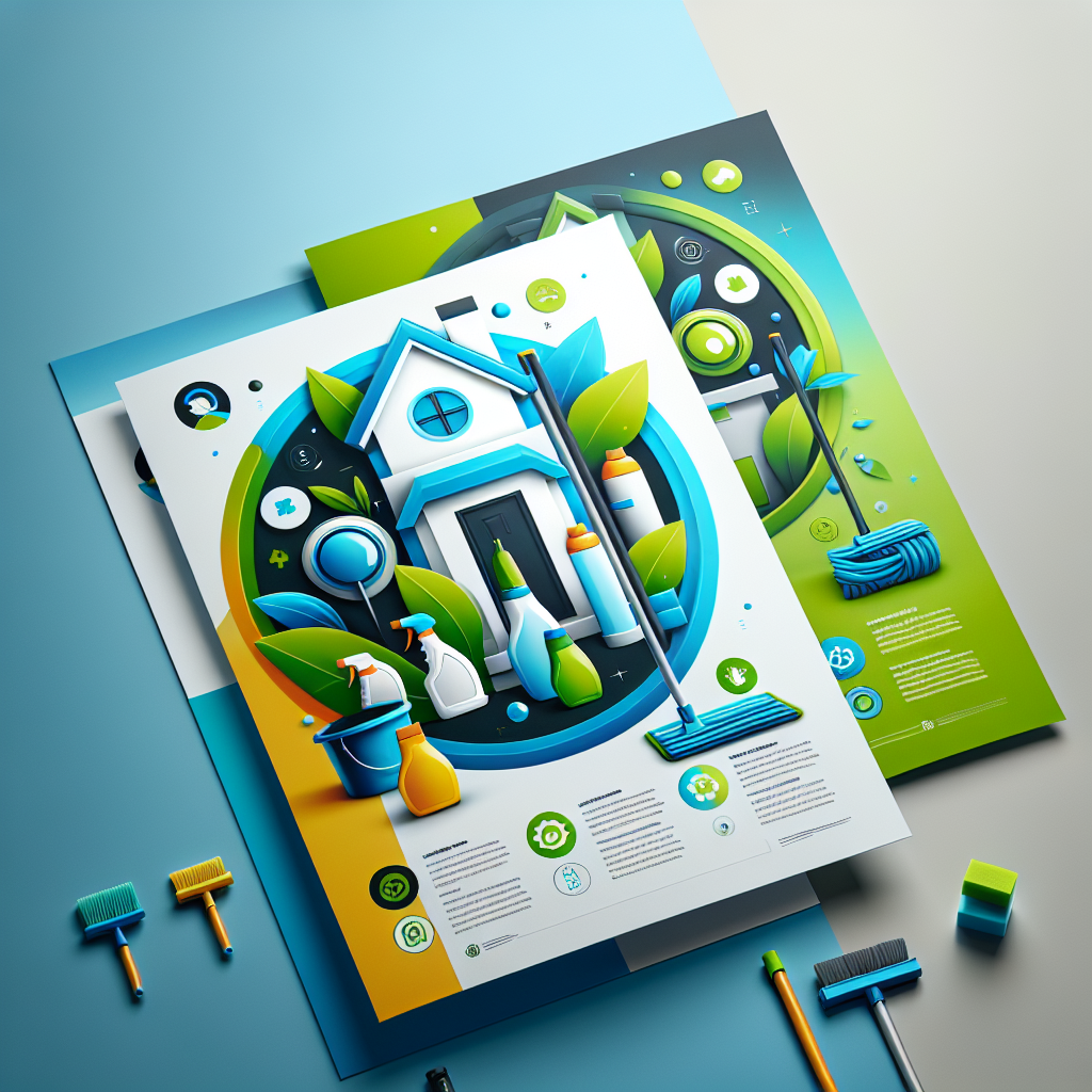 A realistic modern house cleaning flyer design with vibrant colors and eco-friendly theme.