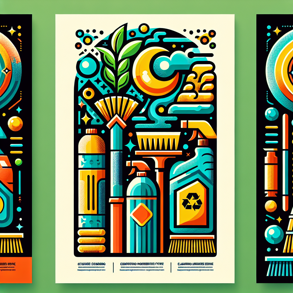 A vibrant and eye-catching house cleaning flyer with bold cleaning graphics and eco-friendly symbols.