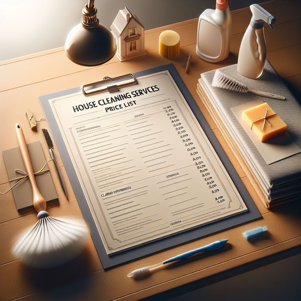 House Cleaning Services Price List Template