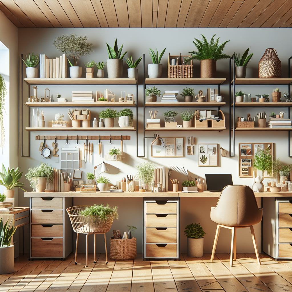 A neatly organized home office showcasing efficient space management by a professional organizer.