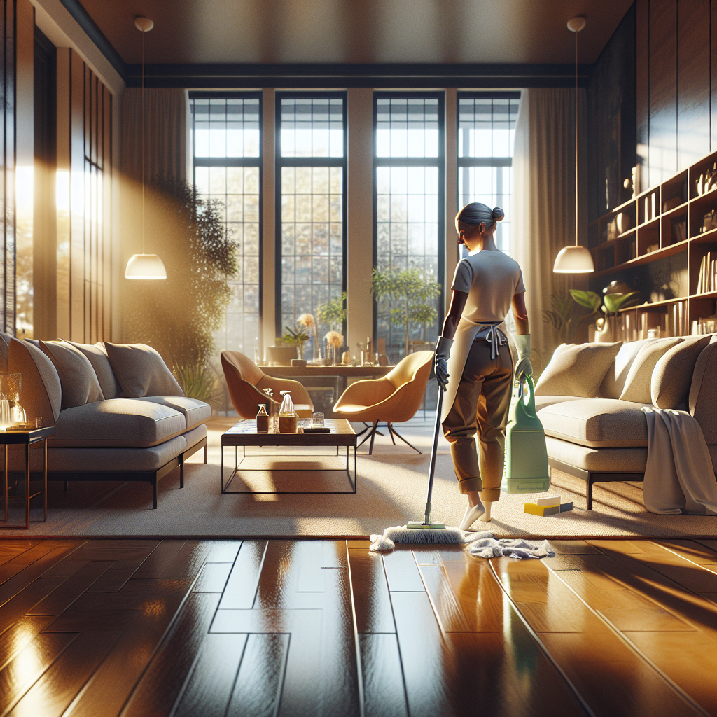 Home Cleaning Services Near Me Find the Best Options! 2 Professional cleaning a modern home interior with eco-friendly products.