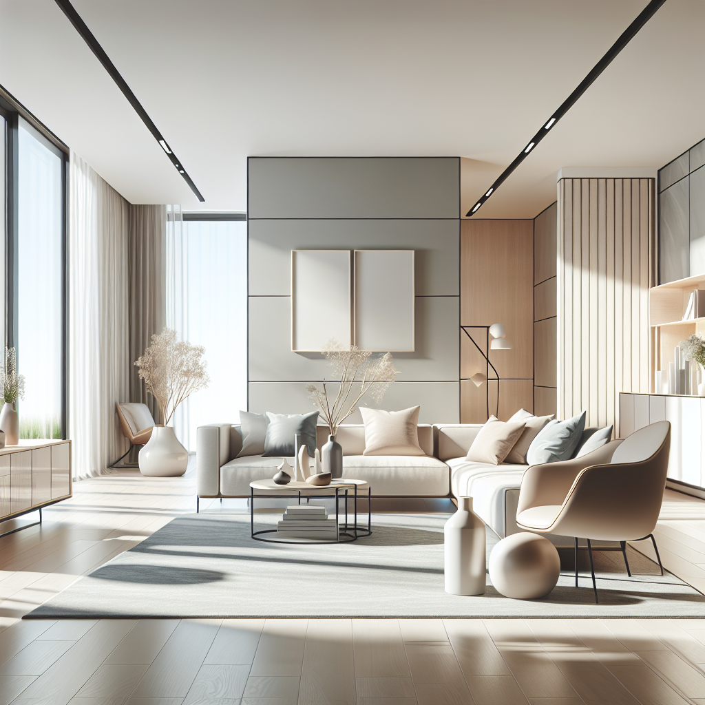 A modern, spotless living room representing house cleaning agency services.