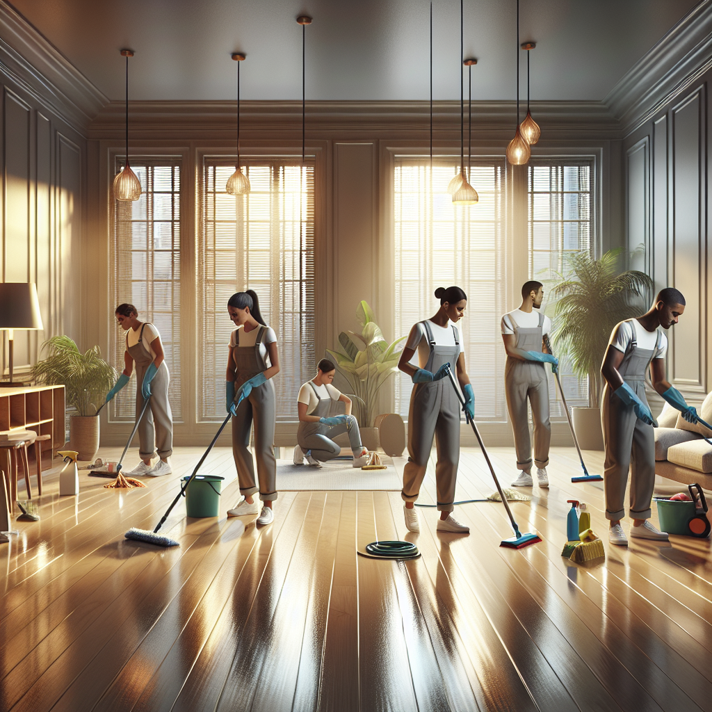 A realistic depiction of post-renovation cleaning in a spotless home interior.