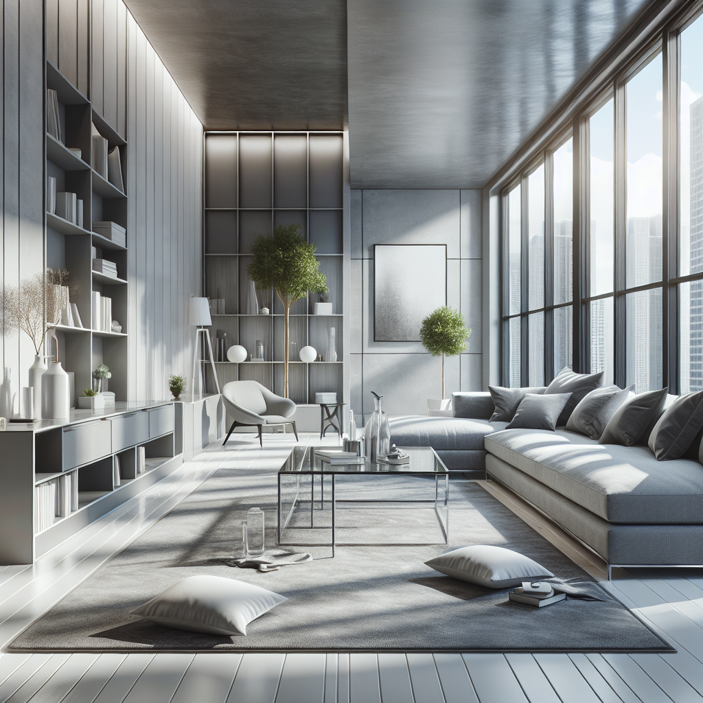 Find Top Household Cleaning Services Near Me Today! 4 A pristine modern living room bathed in sunlight, showcasing immaculate cleanliness and organization.