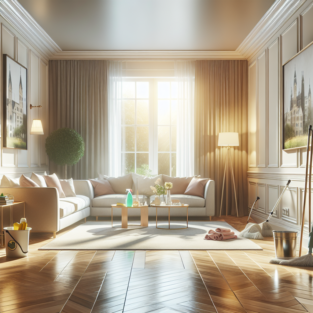 A clean and orderly living room symbolizing moving house cleaning services.