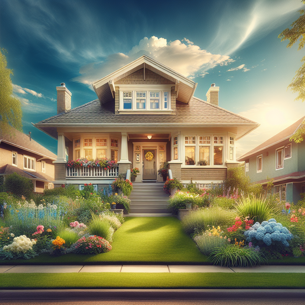 A clean and well-maintained house exterior in Edmonton with a vibrant garden.