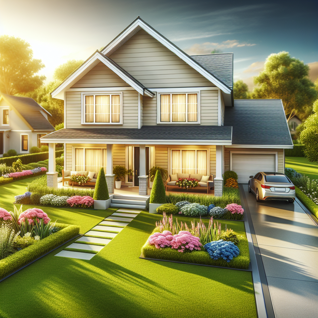 A modern suburban house with a clean exterior and manicured lawn.