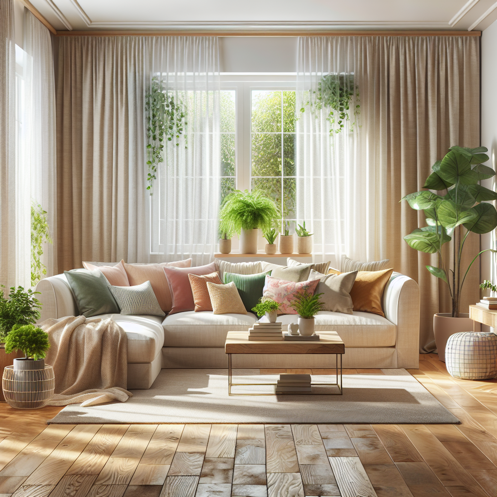 A clean and cozy living room with a sofa, coffee table, and plants, highlighting the importance of house cleaning.
