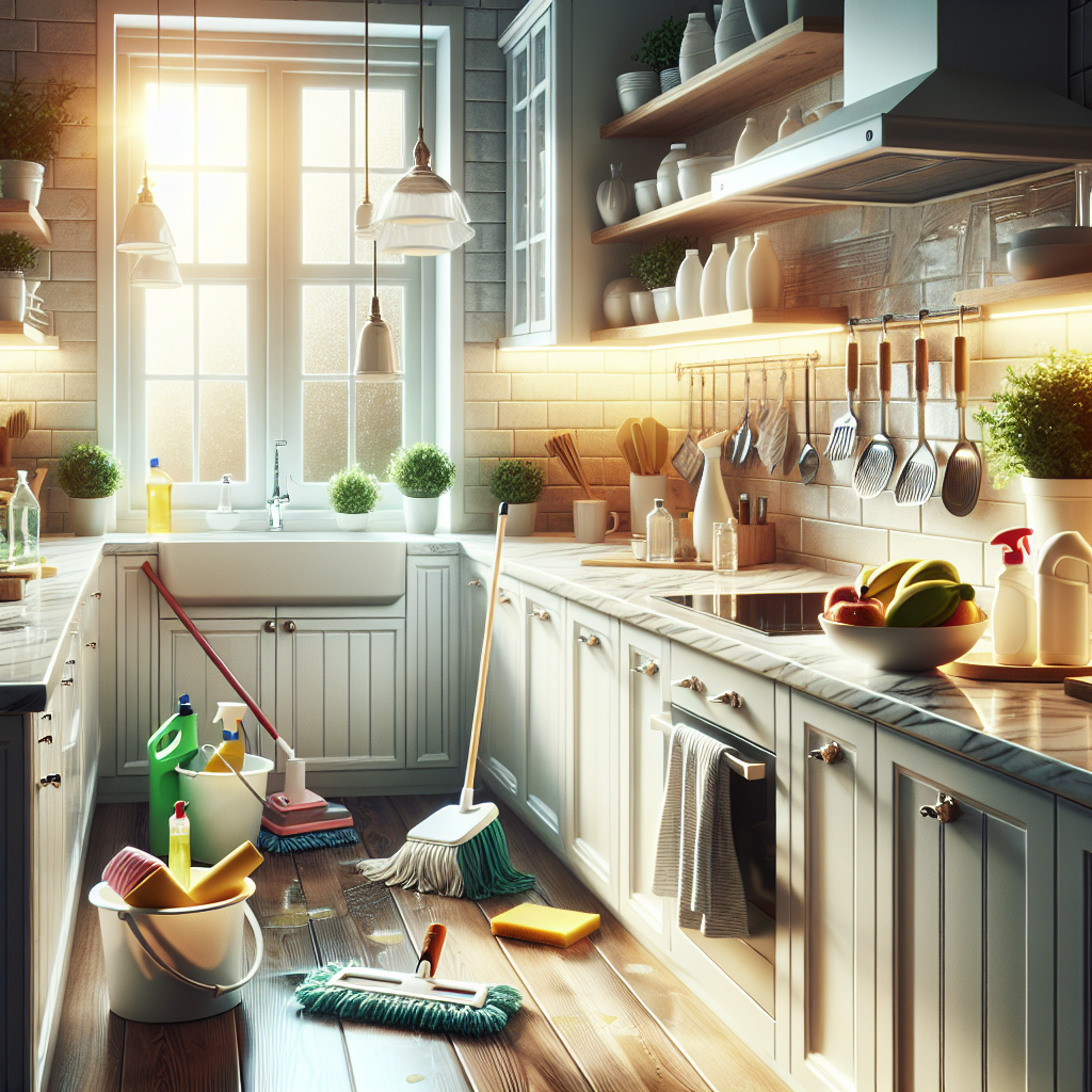 A clean and organized kitchen showcasing the concept of deep cleaning.