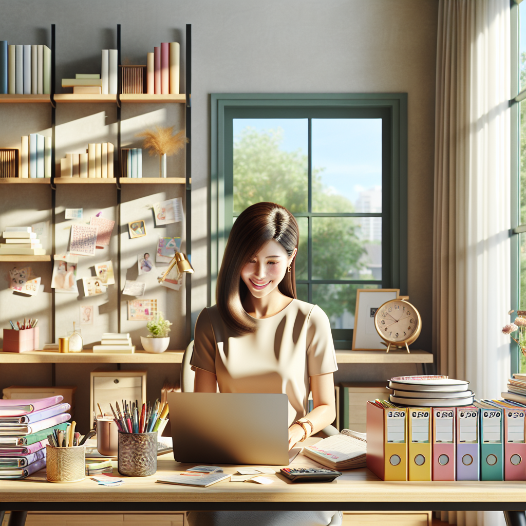A well-organized workspace of a professional organizer.