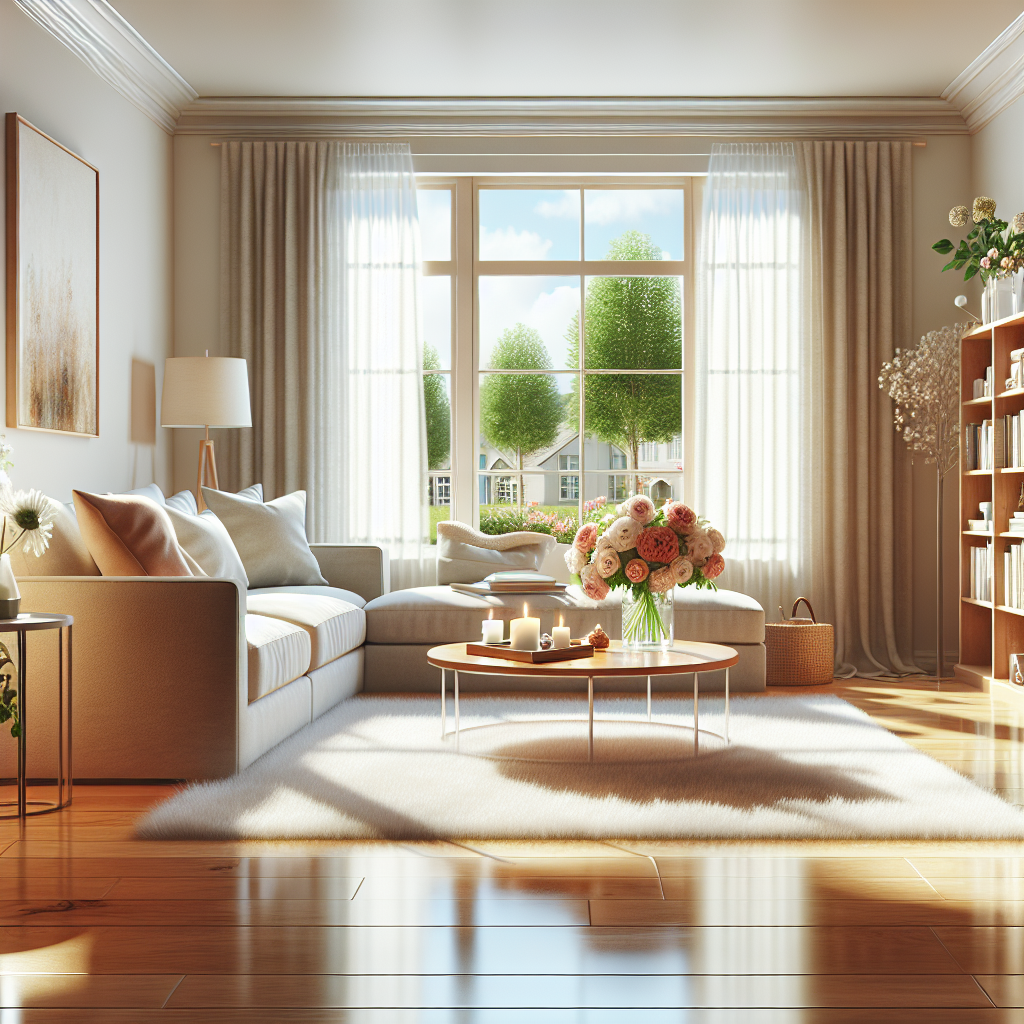 A clean and cozy living room after a deep cleaning service.