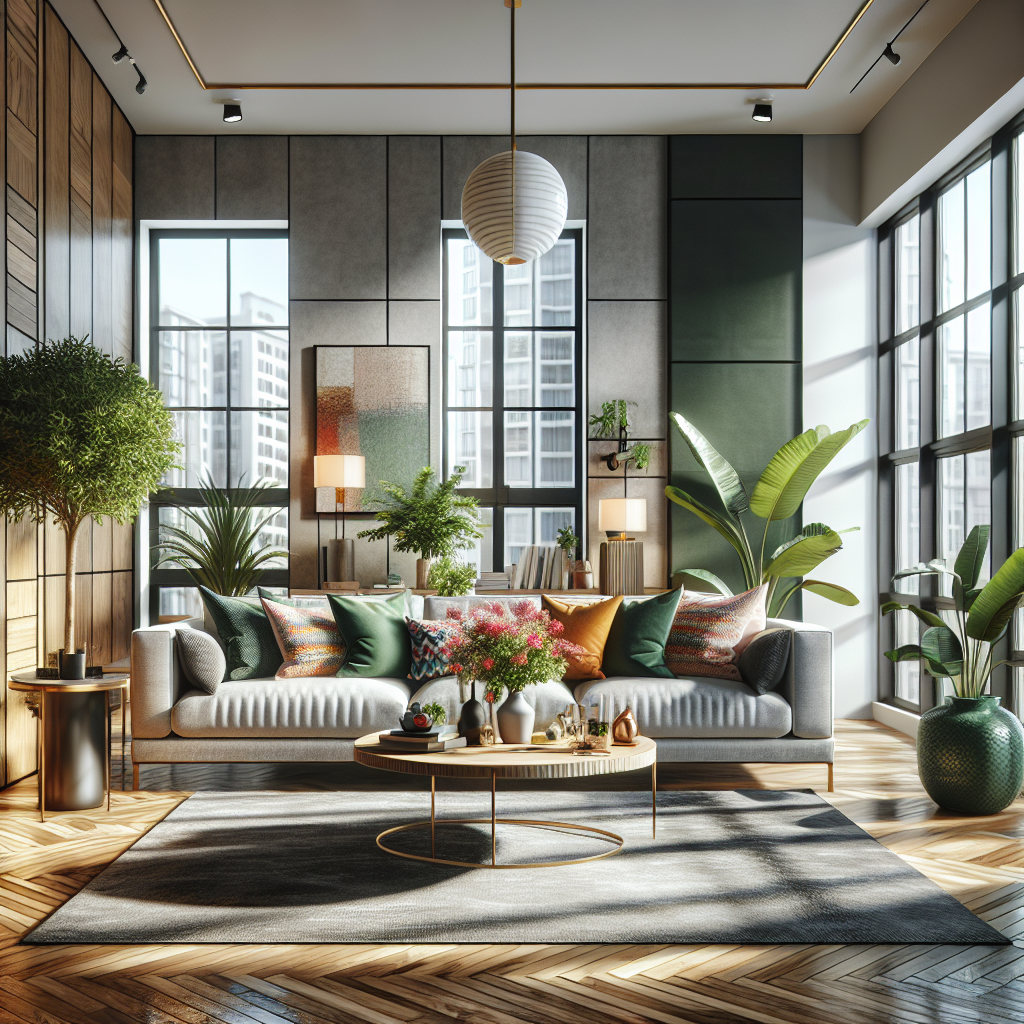 A clean and organized living room with modern furniture in Duluth, MN.