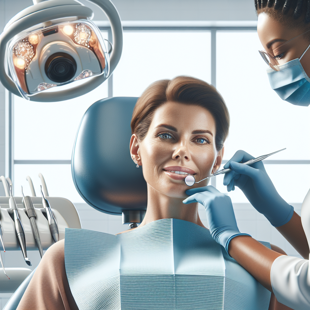 A dental hygienist performing a deep cleaning procedure on a patient in a dental clinic.