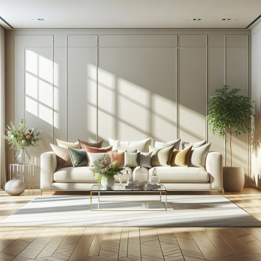A clean and organized modern living room interior.