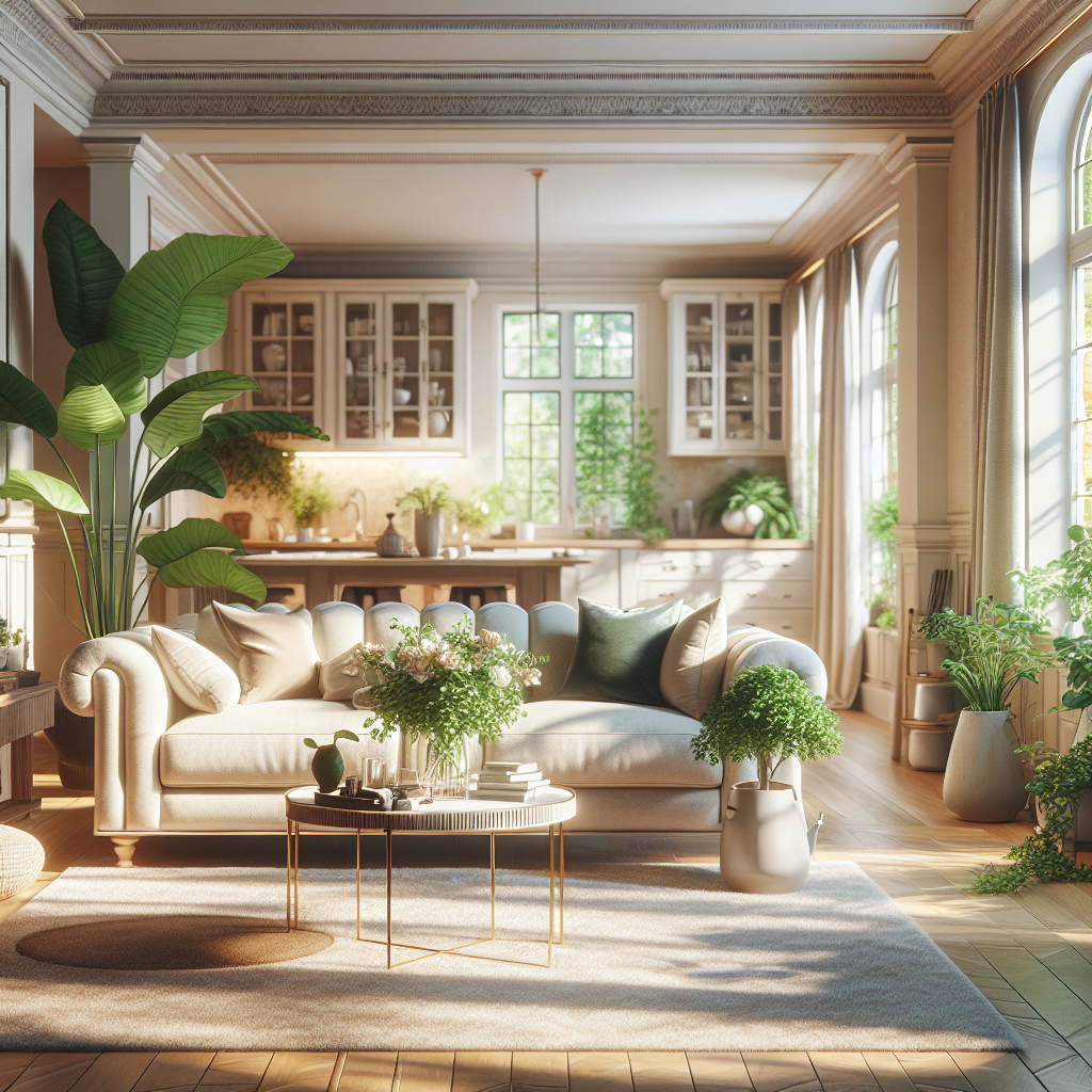 A clean and organized living room interior showcasing home cleaning services.