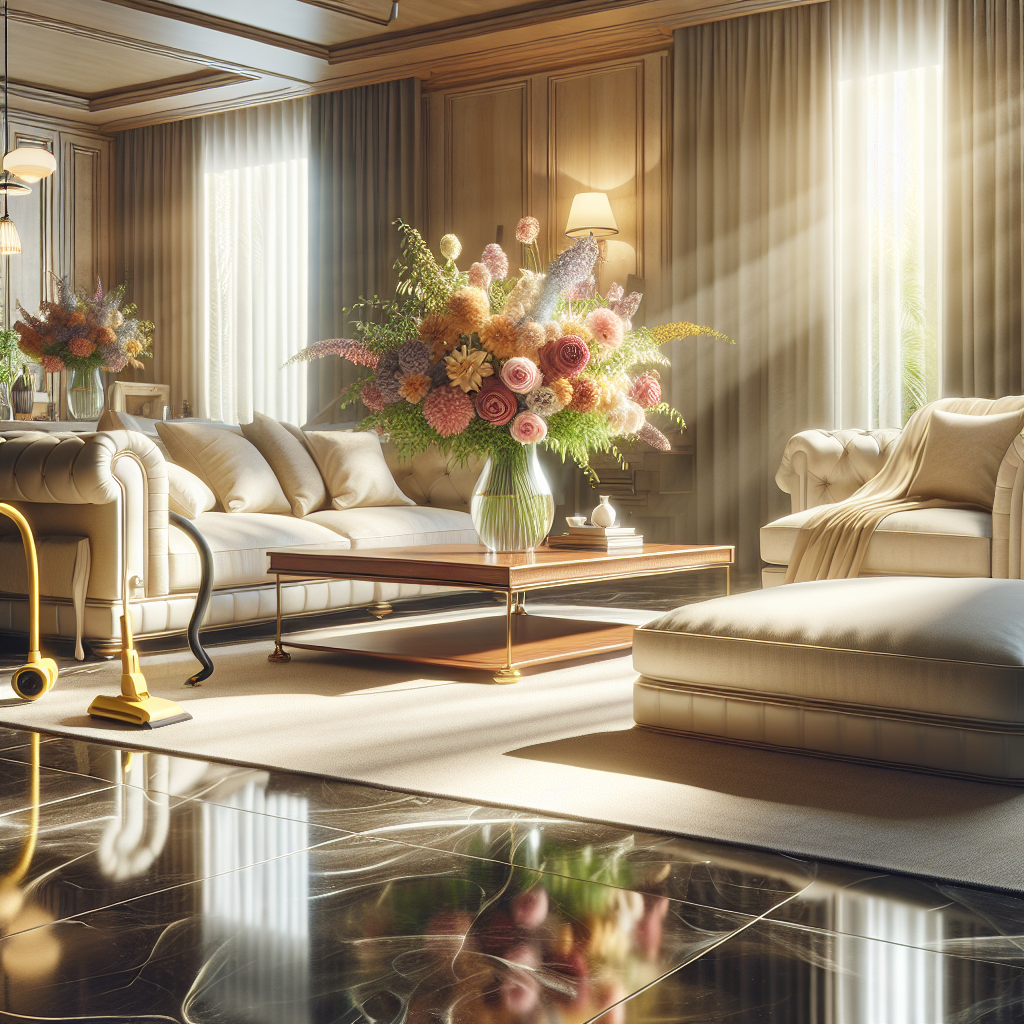A cozy and clean home interior with well-maintained furniture and sunlight streaming through windows.