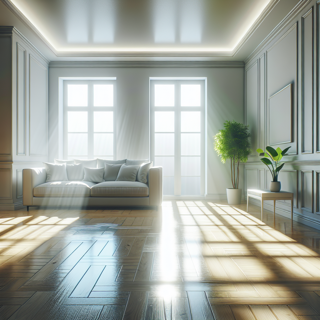 A clean and bright living room after move-out cleaning.
