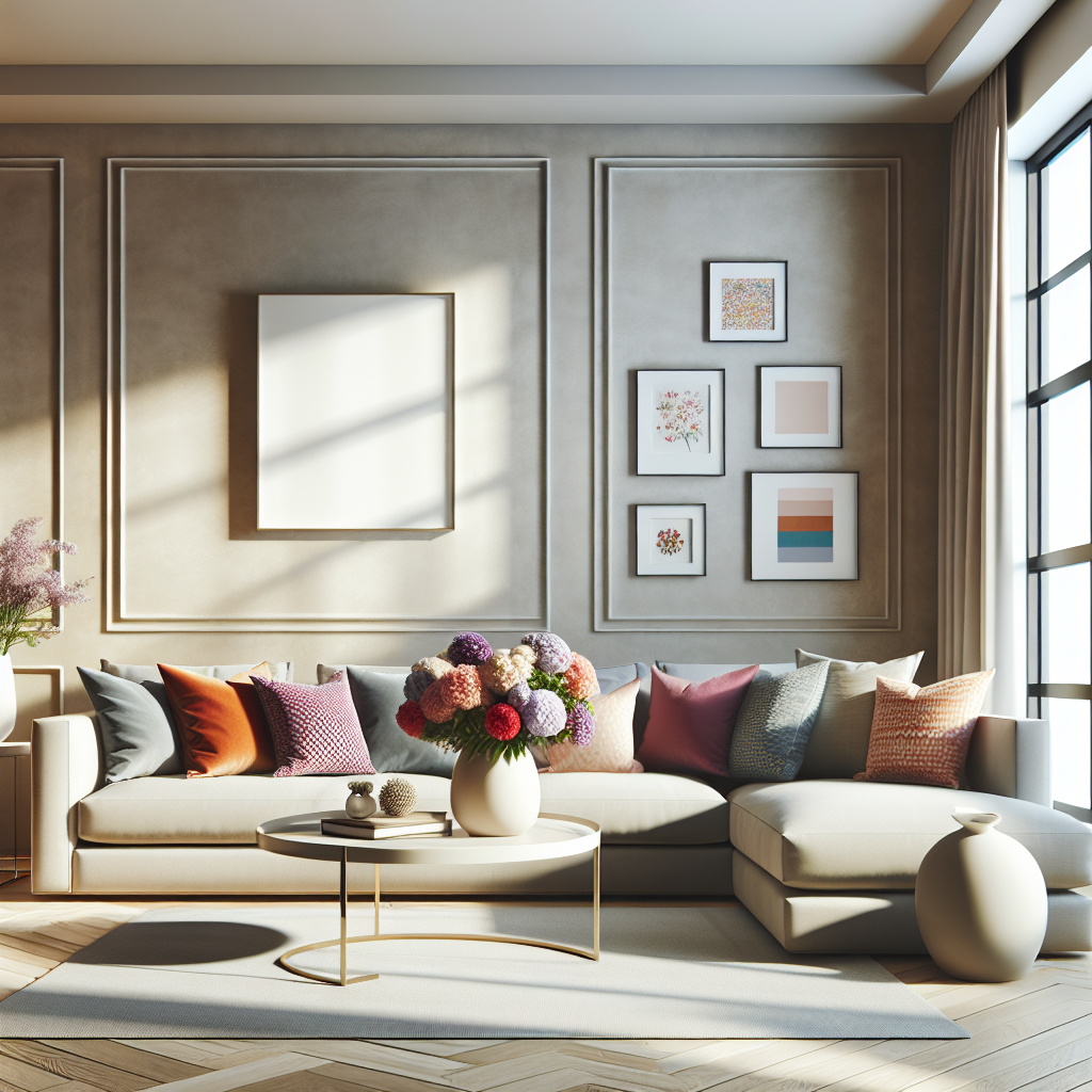 A clean and organized modern living room interior.