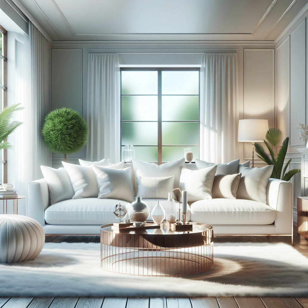 A pristine living room interior reflecting cleanliness and organization.