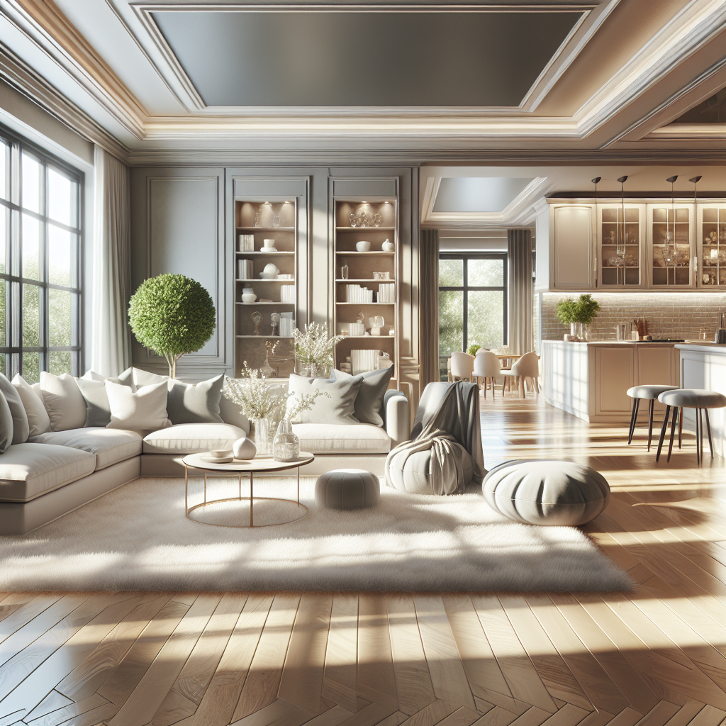 A clean and organized living room showcasing the effects of deep cleaning services.