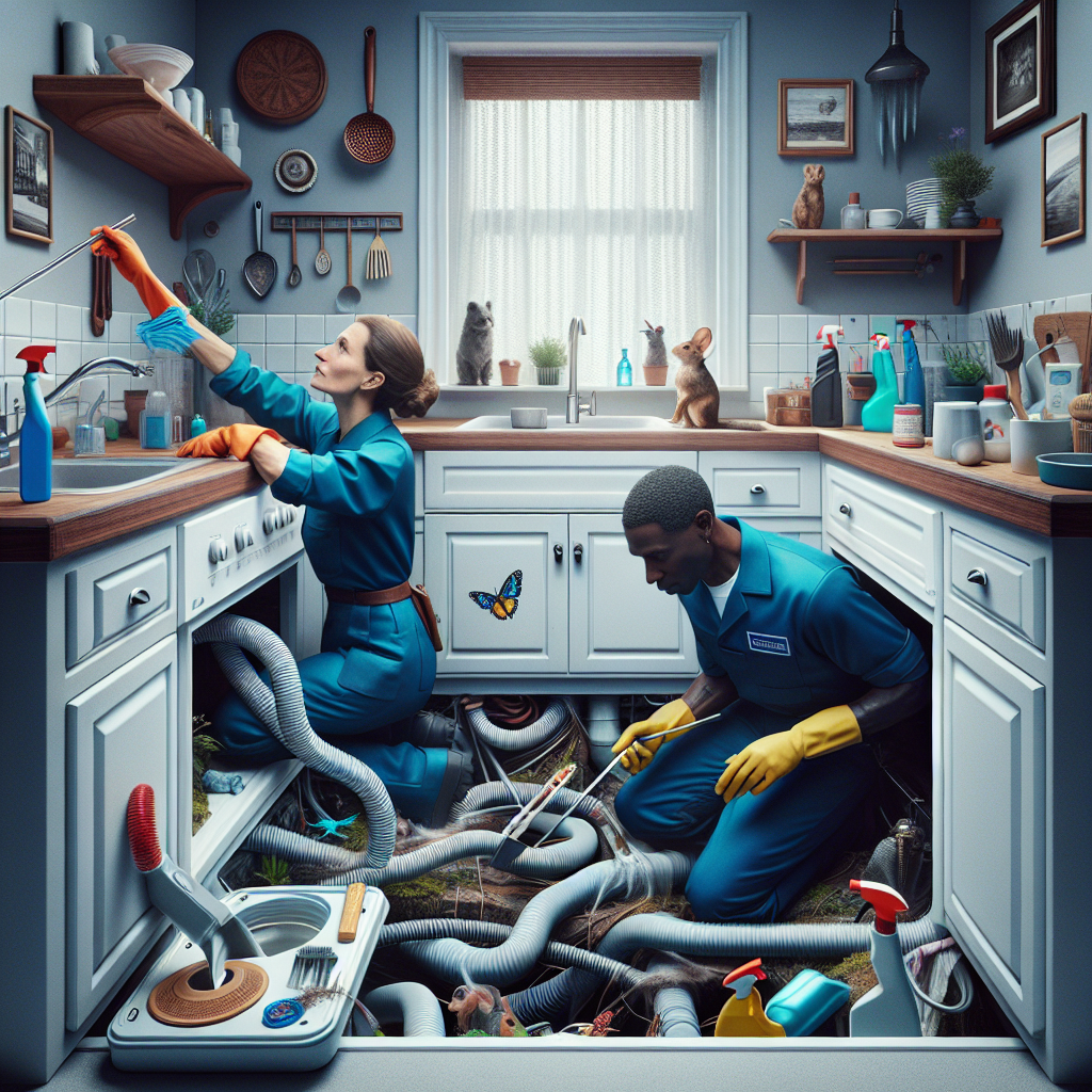 A team of professional cleaners deep cleaning a home environment.