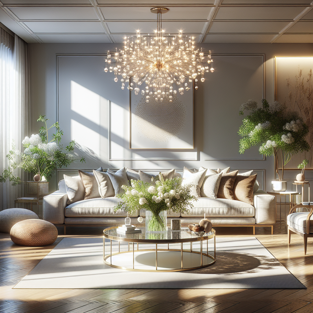 A clean and inviting living space showcasing a well-maintained sofa, coffee table, and wooden floors.