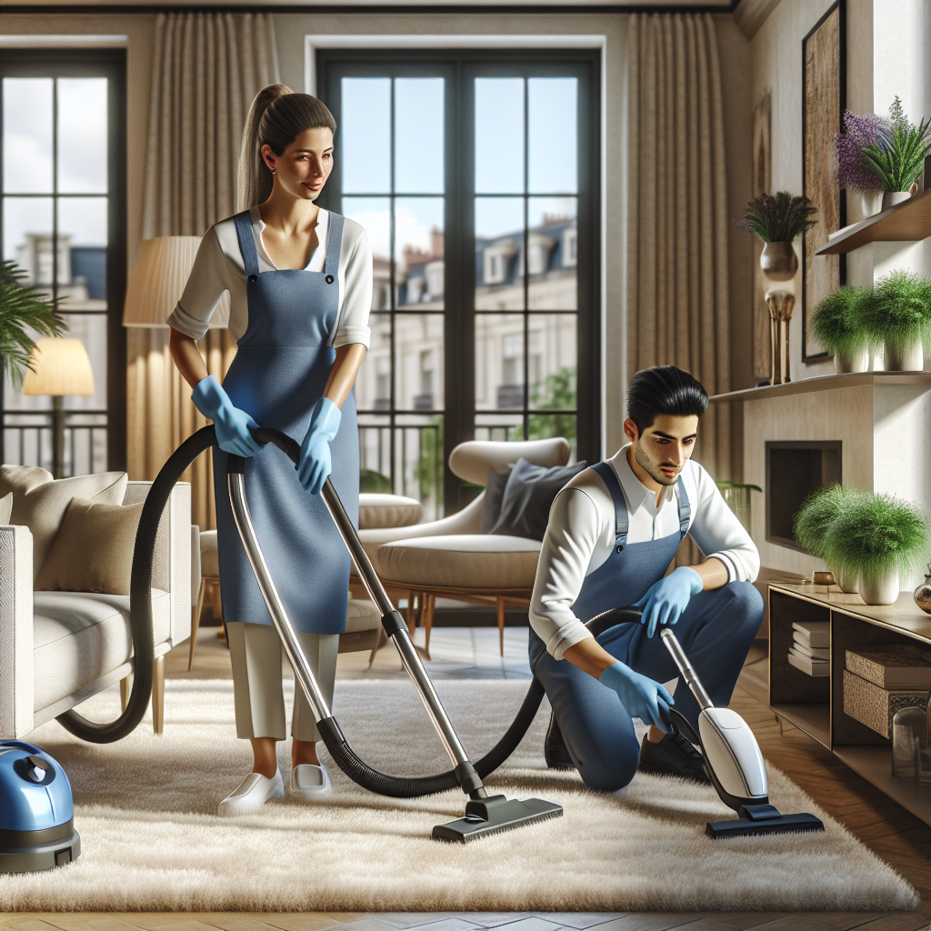 A cleaning team working in a modern Oxford city apartment.